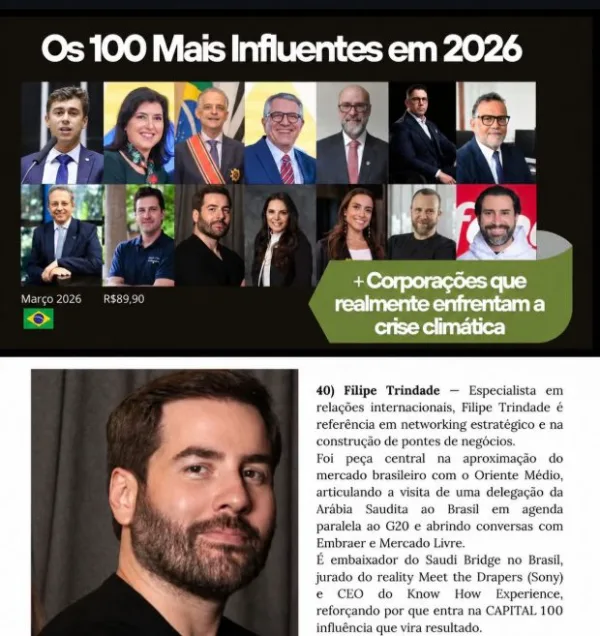 Revista Capital 100, os 100 mais influentes de 2026, Filipe Trindade