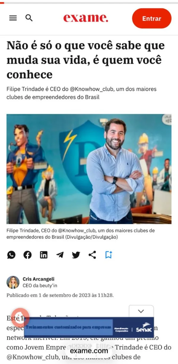 Matéria da Exame: não é só o que você sabe, é quem você conhece